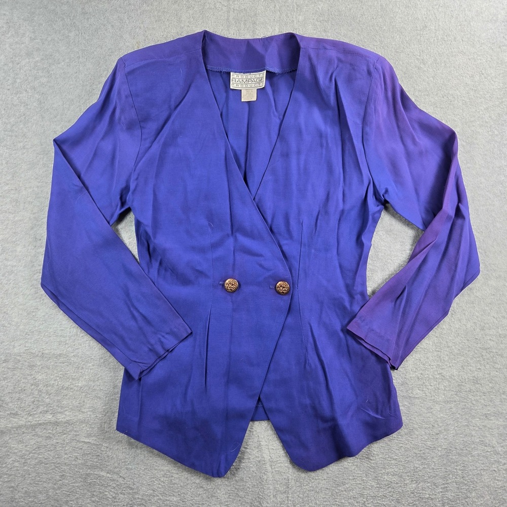 Rampage Blazer Women Medium Purple Vintage 80s 90s Lion Head Buttons Made in USA